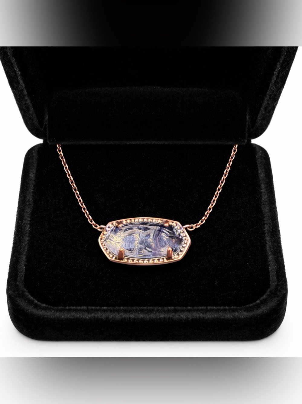 Kendra Scott Rose Gold Necklace with Light Pink Oval Crystal